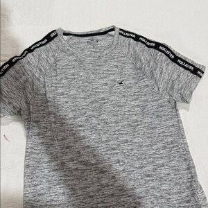 Hollister Kids Heather Gray Tee with Logo Trim